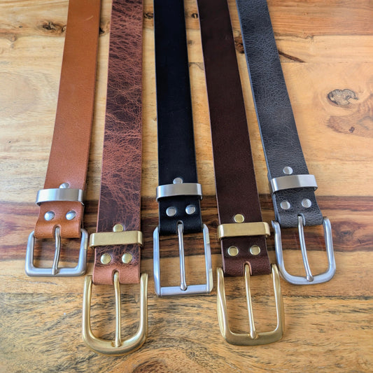 JK Leather Belts collection of full-grain buffalo leather jeans belts.